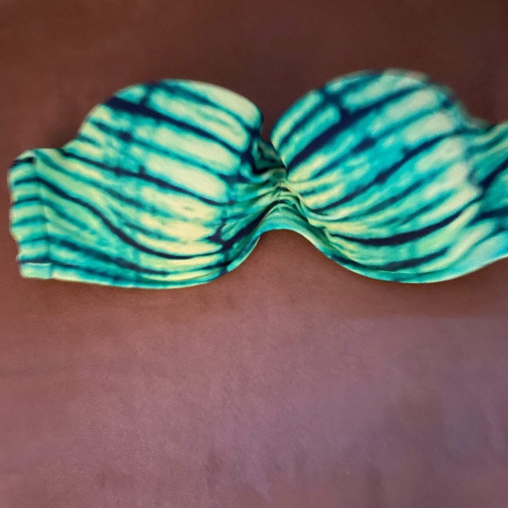 Victoria's Secret Green & Blue Tye Dye Strapless Bikini Top~Size 34B